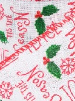 Sale Christmas Warehouse Snowflakes, Font & Mistletoes On Mesh Look Fabric Christmas Ribbon - 3M