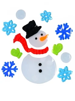 Sale Christmas Warehouse Snowman, Snowflakes & Snowballs Gel Window Cling Decoration - 19Cm