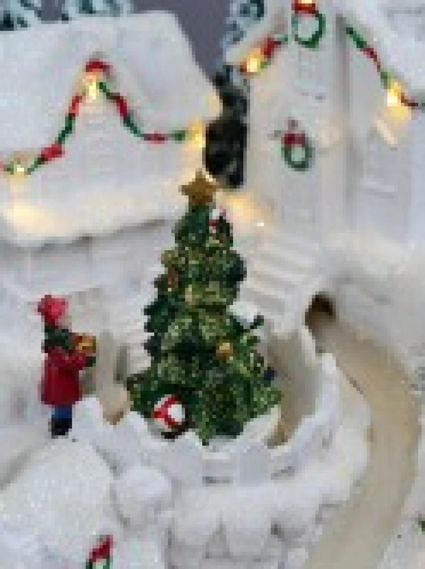 Flash Sale Christmas Warehouse Snowy Mountain Christmas Town Scene With Lights & Moving Figures - 30Cm
