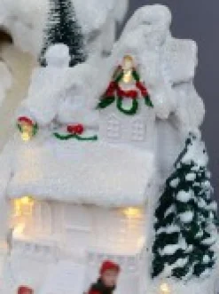 Flash Sale Christmas Warehouse Snowy Mountain Christmas Town Scene With Lights & Moving Figures - 30Cm