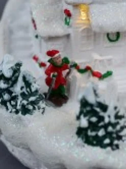 Flash Sale Christmas Warehouse Snowy Mountain Christmas Town Scene With Lights & Moving Figures - 30Cm