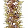 Flash Sale Christmas Warehouse Soft Pink Ribbon Look & Gold Pine Needle Christmas Tinsel Garland - 2.7M