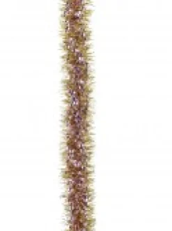 Flash Sale Christmas Warehouse Soft Pink Ribbon Look & Gold Pine Needle Christmas Tinsel Garland - 2.7M