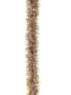 Flash Sale Christmas Warehouse Soft Pink Ribbon Look & Gold Pine Needle Christmas Tinsel Garland - 2.7M