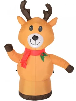 Online Christmas Warehouse Standing Happy Reindeer Illuminated Christmas Inflatable Display - 1.2M