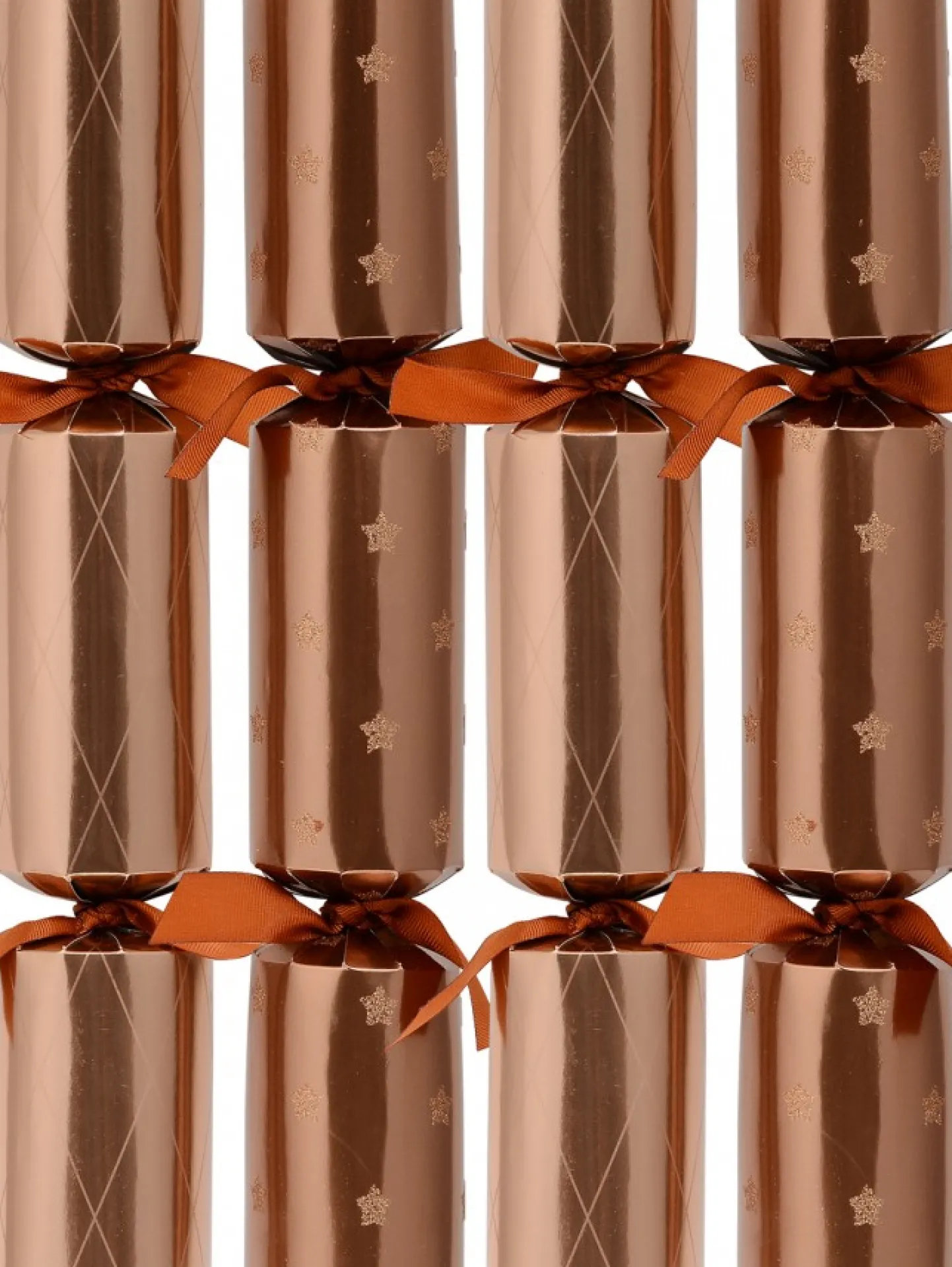 Cheap Christmas Warehouse Star & Diamond Pattern Shiny Copper Christmas Cracker Bon Bons - 8 X 36Cm