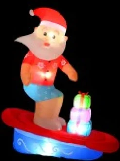 Outlet Christmas Warehouse Surfs Up Santa On Surfboard Illuminated Christmas Inflatable Display - 1.8M
