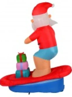 Outlet Christmas Warehouse Surfs Up Santa On Surfboard Illuminated Christmas Inflatable Display - 1.8M