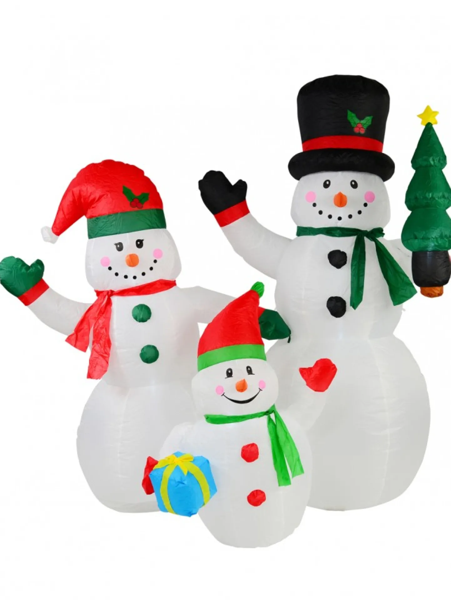 Discount Christmas Warehouse The Joyous Snowman Family Illuminated Christmas Inflatable Display - 2.2M