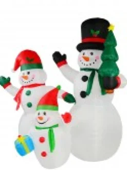 Discount Christmas Warehouse The Joyous Snowman Family Illuminated Christmas Inflatable Display - 2.2M