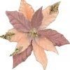 New Christmas Warehouse Three Style Pink & Rose Gold Poinsettia Decorative Christmas Flower Pick - 28Cm