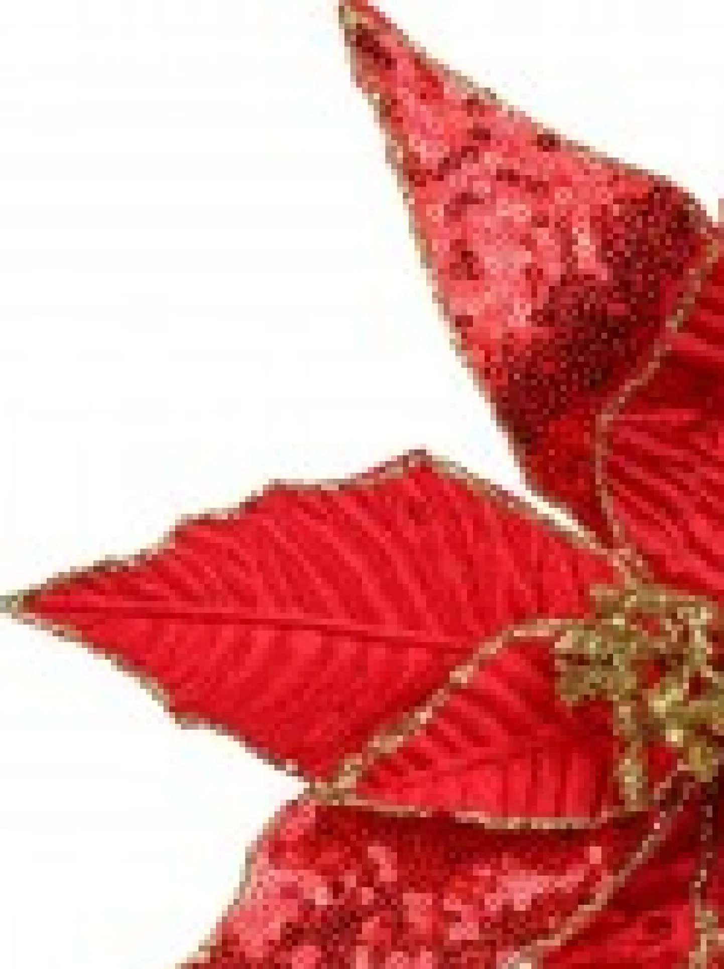 Cheap Christmas Warehouse Three Style Red & Gold Glitter Poinsettia Christmas Flower Pick - 28Cm