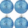 Cheap Christmas Warehouse Turquoise Glittered & Sequin Christmas Bauble Decorations - 6 X 60Mm