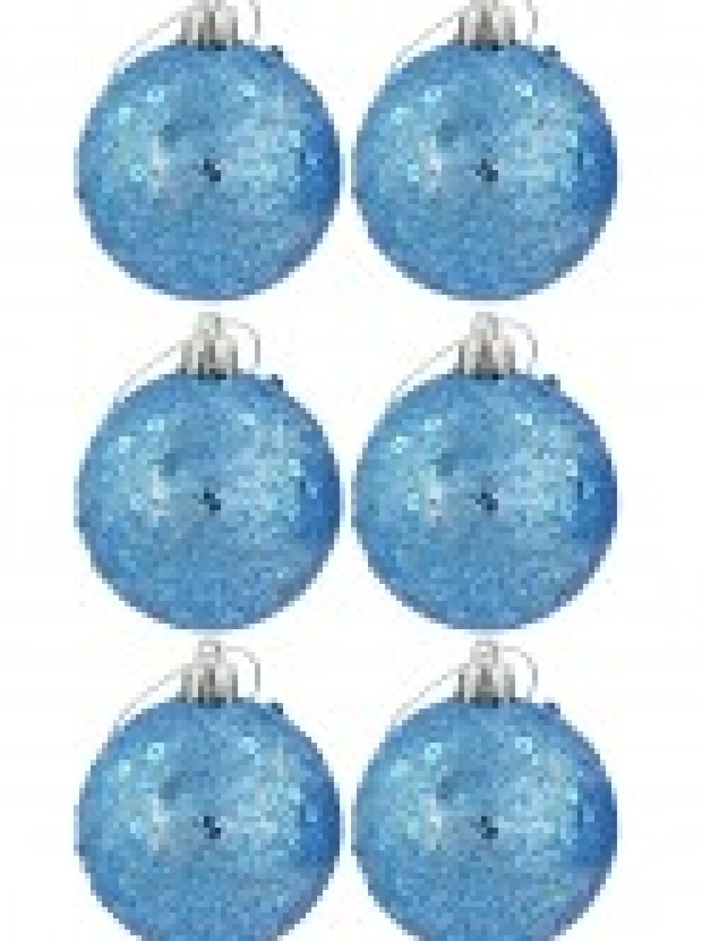 Cheap Christmas Warehouse Turquoise Glittered & Sequin Christmas Bauble Decorations - 6 X 60Mm