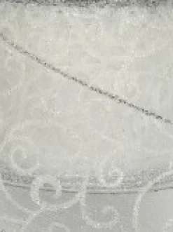 Outlet Christmas Warehouse White Filigree Pattern Organza Christmas Ribbon With Silver Edging - 3M