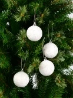 Shop Christmas Warehouse White Furry Foam Christmas Baubles With Champagne Flecks - 6 X 60Mm