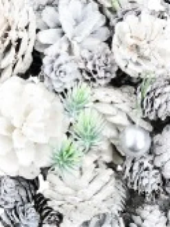 Sale Christmas Warehouse White Glittered Assorted Natural Pine Cones & Foliage Decoration Mix - 300G