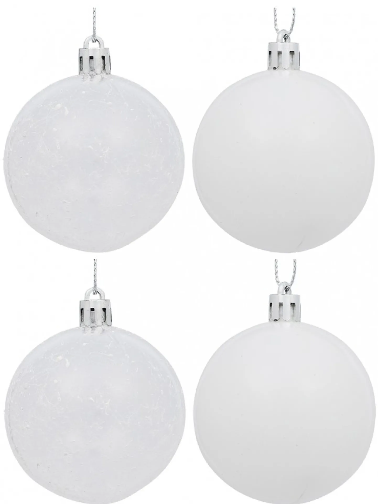 Best Sale Christmas Warehouse White Gloss & Clear With White Frost Christmas Bauble Decorations - 6 X 60Mm