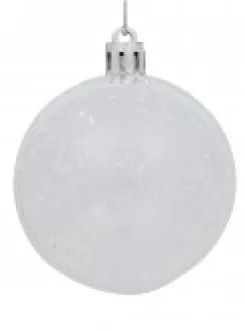 Best Sale Christmas Warehouse White Gloss & Clear With White Frost Christmas Bauble Decorations - 6 X 60Mm