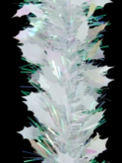 Discount Christmas Warehouse White Holly Leaf & Iridescent Pine Needle Christmas Tinsel Garland - 2.7M