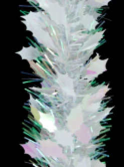 Discount Christmas Warehouse White Holly Leaf & Iridescent Pine Needle Christmas Tinsel Garland - 2.7M