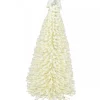 Hot Christmas Warehouse White Iron Christmas Tree With Snow Dust & Star Table Top Ornament - 19Cm