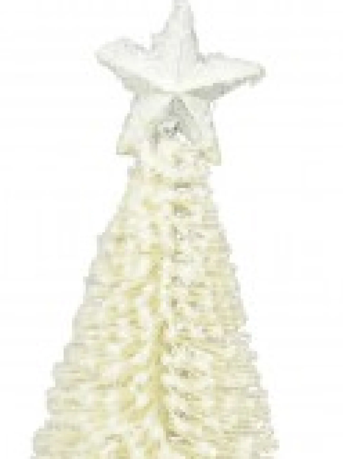 Hot Christmas Warehouse White Iron Christmas Tree With Snow Dust & Star Table Top Ornament - 19Cm
