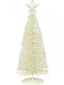 Shop Christmas Warehouse White Iron Christmas Tree With Snow Dust & Star Table Top Ornament - 30Cm