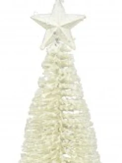 Shop Christmas Warehouse White Iron Christmas Tree With Snow Dust & Star Table Top Ornament - 30Cm