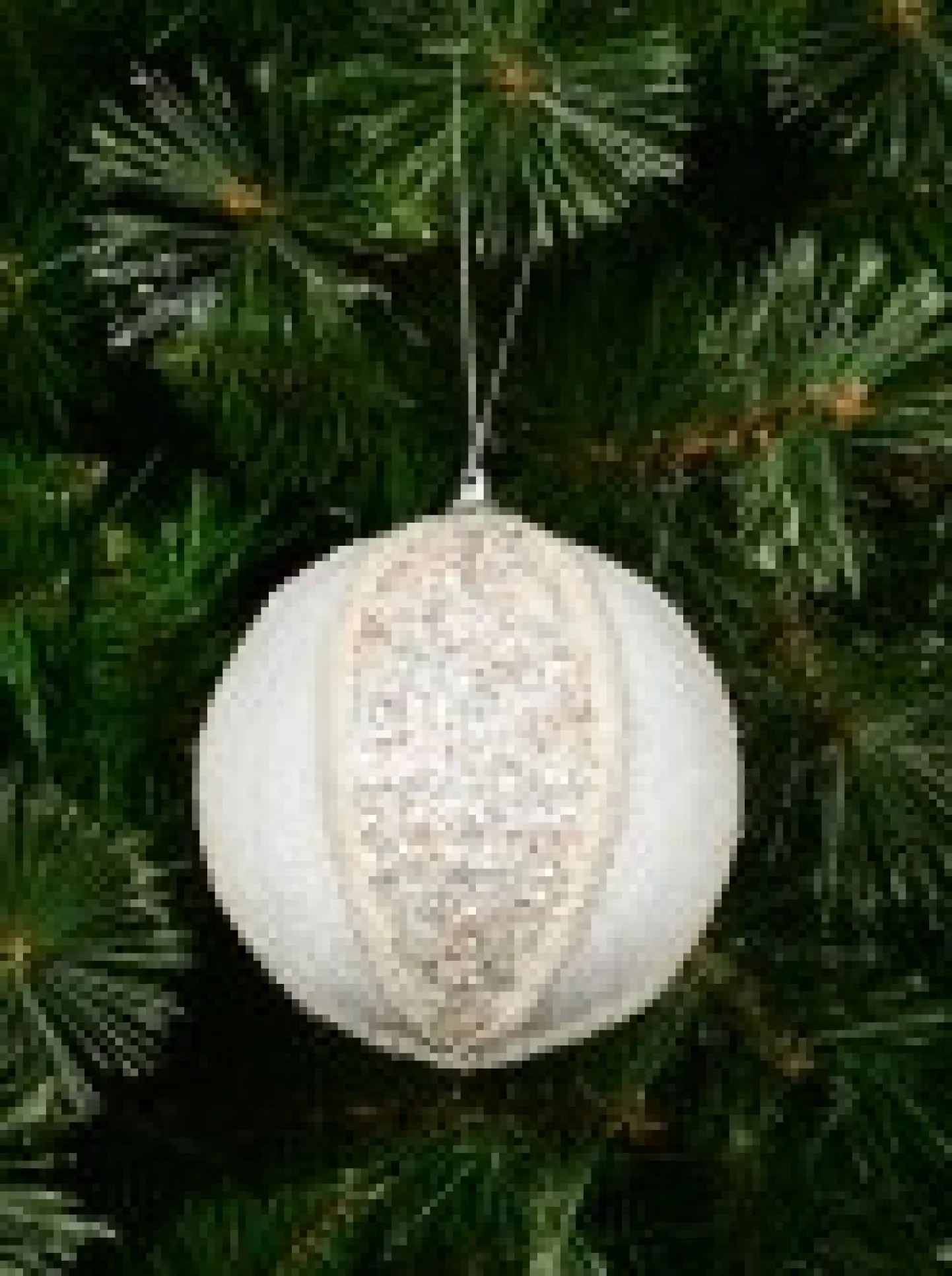 Shop Christmas Warehouse White Sequin & Velvet Bauble Christmas Tree Hanging Decoration - 11Cm