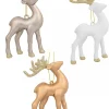 Hot Christmas Warehouse White, Silver & Gold Reindeer Christmas Tree Hanging Decorations - 3 X 12Cm
