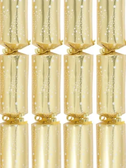Sale Christmas Warehouse White Stars Christmas Tree Pattern Design On Shiny Gold Bon Bons - 50 X 30Cm