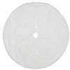 Hot Christmas Warehouse White Velvet With Silver Print & Cord Trim Christmas Tree Skirt - 1.2M