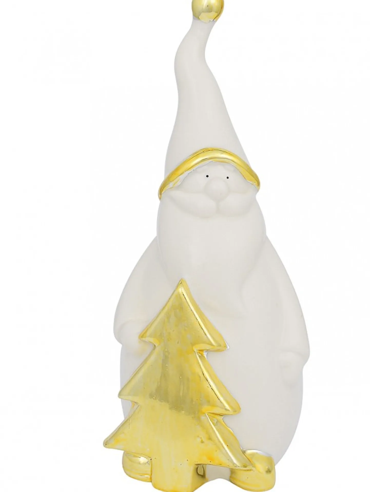 Sale Christmas Warehouse White Winter Large Santa With Gold Tree Ceramic Christmas Ornament - 19Cm