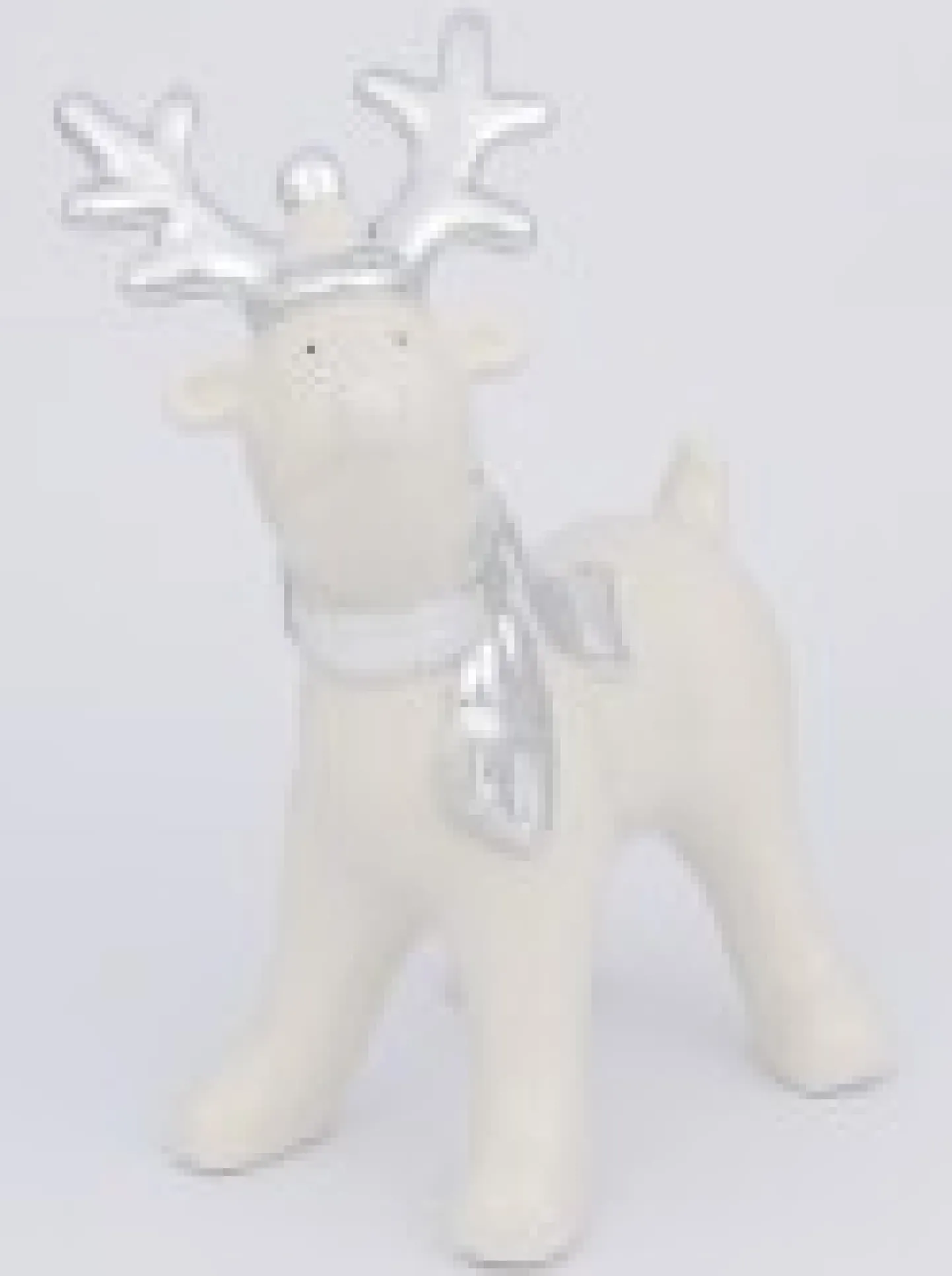 New Christmas Warehouse White Winter Reindeer With Scarf Ceramic Christmas Ornament - 14Cm