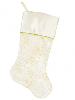Sale Christmas Warehouse White With Gold & Iridescent Glitter Sunburst Pattern Christmas Stocking - 48Cm