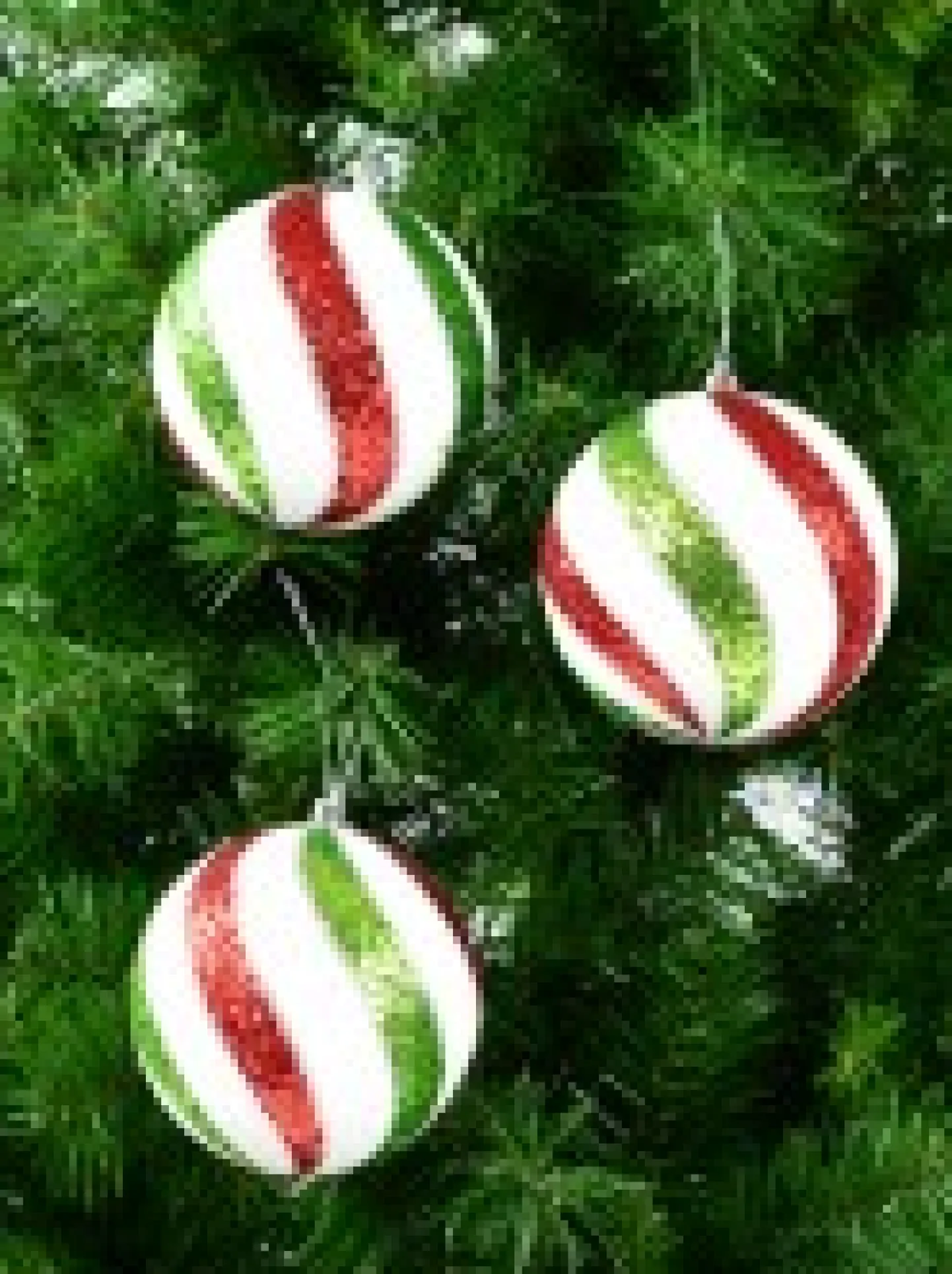 Cheap Christmas Warehouse White With Red, Green & Silver Glitter Swirl Pattern Large Baubles - 3 X 12Cm