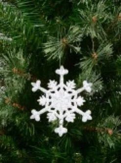 Cheap Christmas Warehouse White With Silver Glitter Snowflake Christmas Tree Hanging Decoration - 12Cm