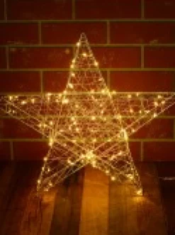 Best Sale Christmas Warehouse Wire Mesh 3D Star With Neutral White Seed Led Christmas Light Display - 55Cm