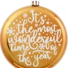 Flash Sale Christmas Warehouse Wonderful Christmas Font On Gold Disc Tree Hanging Decorations - 2 X 11Cm