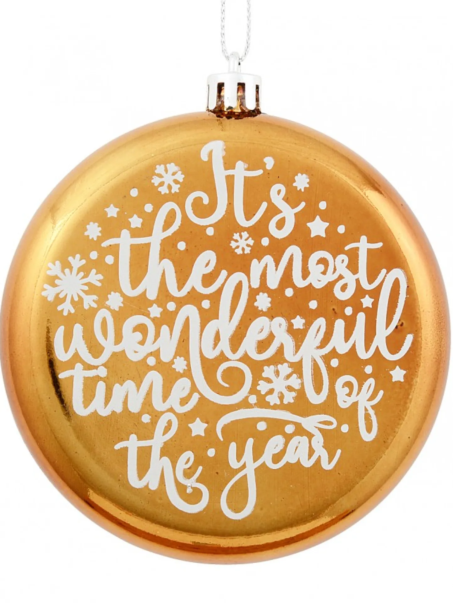 Flash Sale Christmas Warehouse Wonderful Christmas Font On Gold Disc Tree Hanging Decorations - 2 X 11Cm