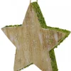 Flash Sale Christmas Warehouse Wood Star With Green Glitter Trim Christmas Tree Hanging Decoration - 12Cm