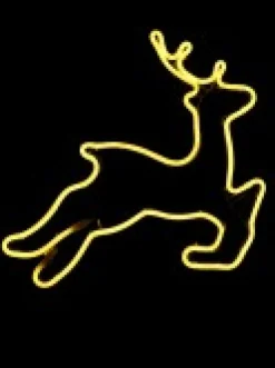 Best Christmas Warehouse Yellow Prancing Reindeer Neon Flex Rope Light Silhouette - 44Cm