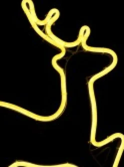 Best Christmas Warehouse Yellow Prancing Reindeer Neon Flex Rope Light Silhouette - 44Cm